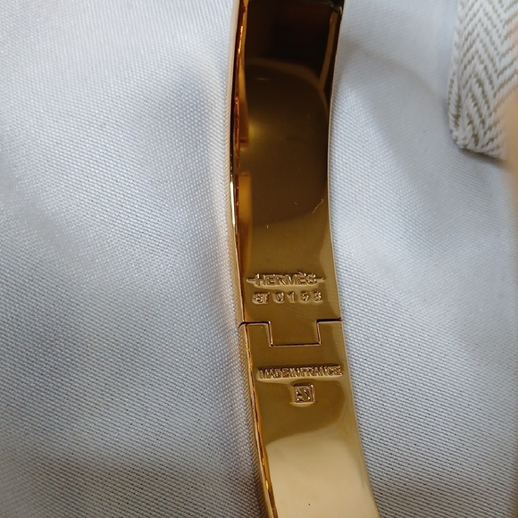 Hermes Gold-Tone H Bracelet with Orange Enamel - Picture 3 of 5